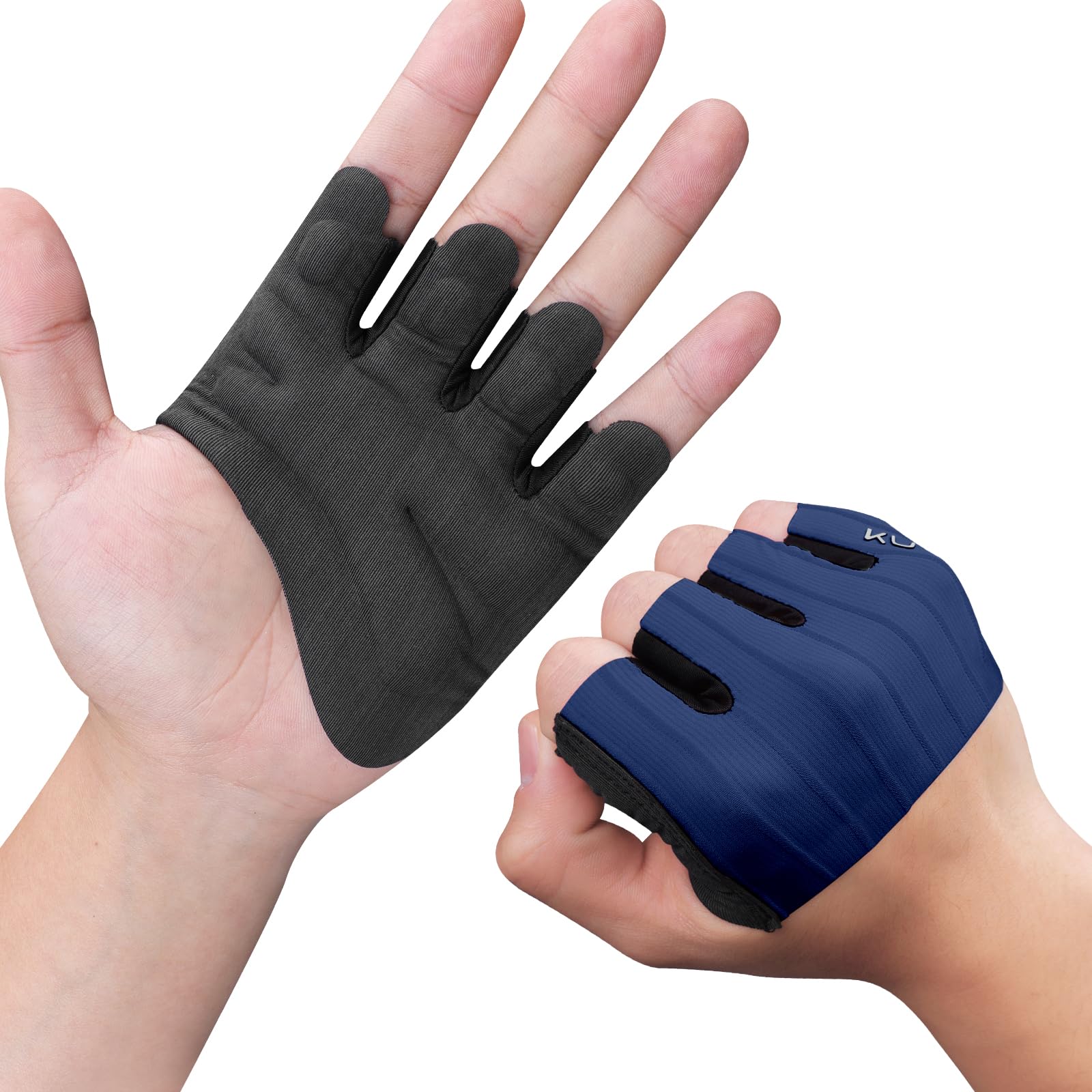 KUTOOK Fitness Gloves Men's Sports Thin Exercise Cycling Gauntlets Fingerless Women's Weight Training Glove for Strength Trainings Gym Accessories Men Women Navy Blue L