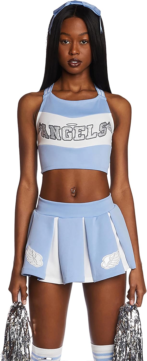 Dolls Kill Angel Cheerleader Halloween Costume - Heaven Outfit with Pom Poms by Trickz N' Treatz