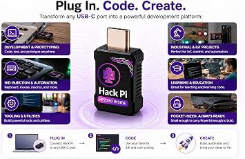 Hack Pi RP2350 - Compact USB-C Dev Board with HID Injection | DIY Programmable Hacking USB for Educational Purposes
