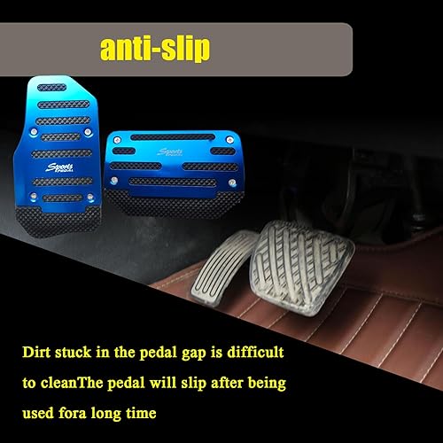 Miniatura 4 de Fogfar Juego de 2 pedales de transmisión automática para automóvil, aleación de acelerador de freno + tira de goma antideslizante sin perforaciones,
