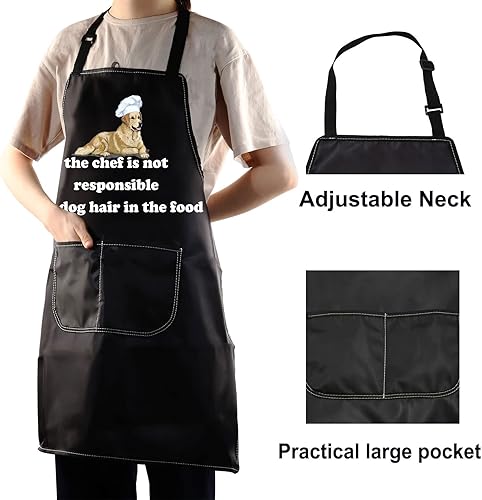 Miniatura 4 de BWWKTOP Delantal Golden Retriever con bolsillos, diseño de Golden Retriever, ajustable, para perro, mamá, papá