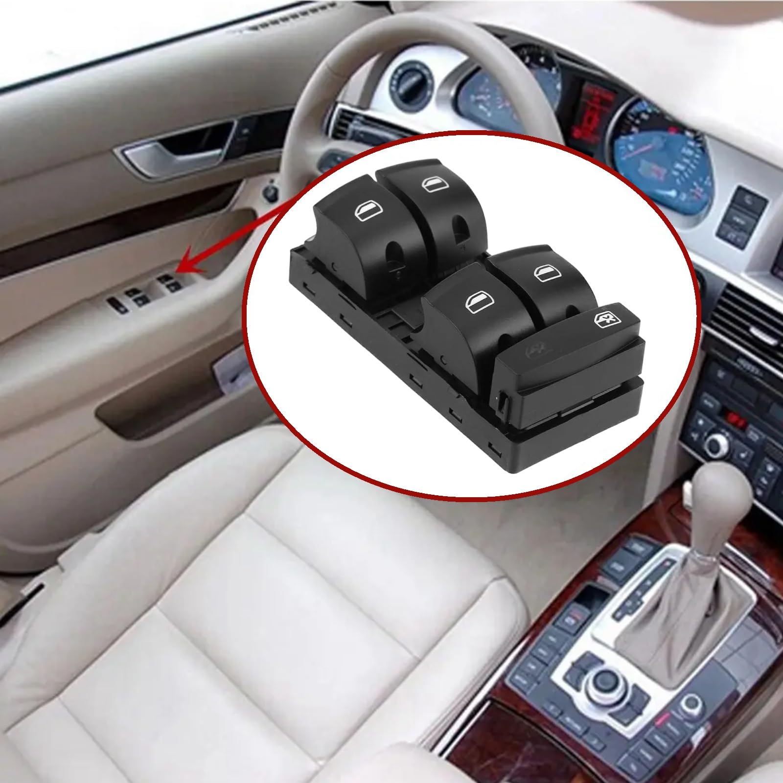 Interruttore Alzacristallo 4F0959851F Compatibile con Audi A3 S3 A6 S6 RS6 Q7 Porta Anteriore Sinistra