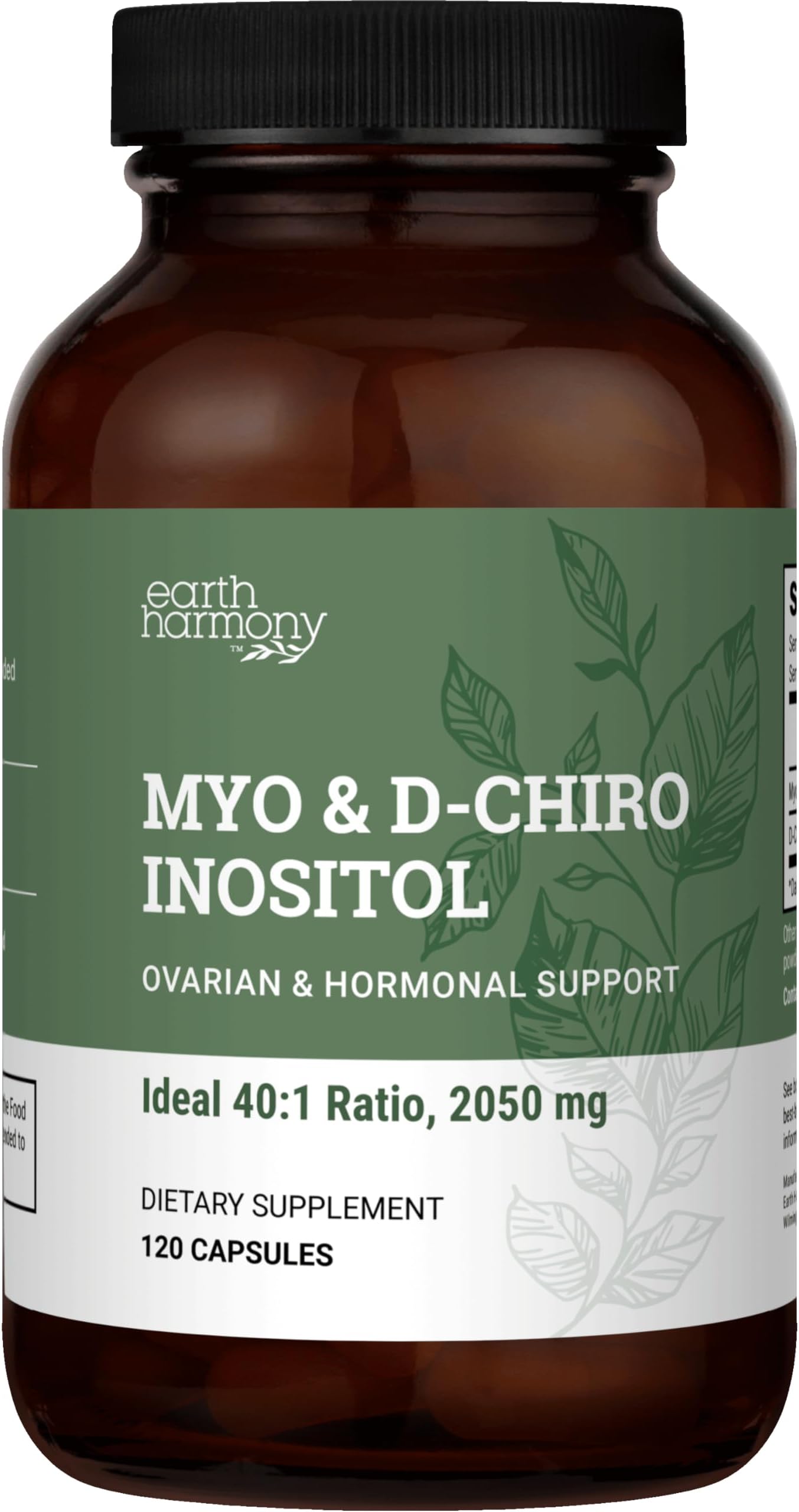 Earth Harmony Myo-Inositol & D-Chiro Inositol Supplement for Women, Ovarian & Hormone Balance for Women - Supports Normal Cycles, Fertility Supplement (120 Capsules)