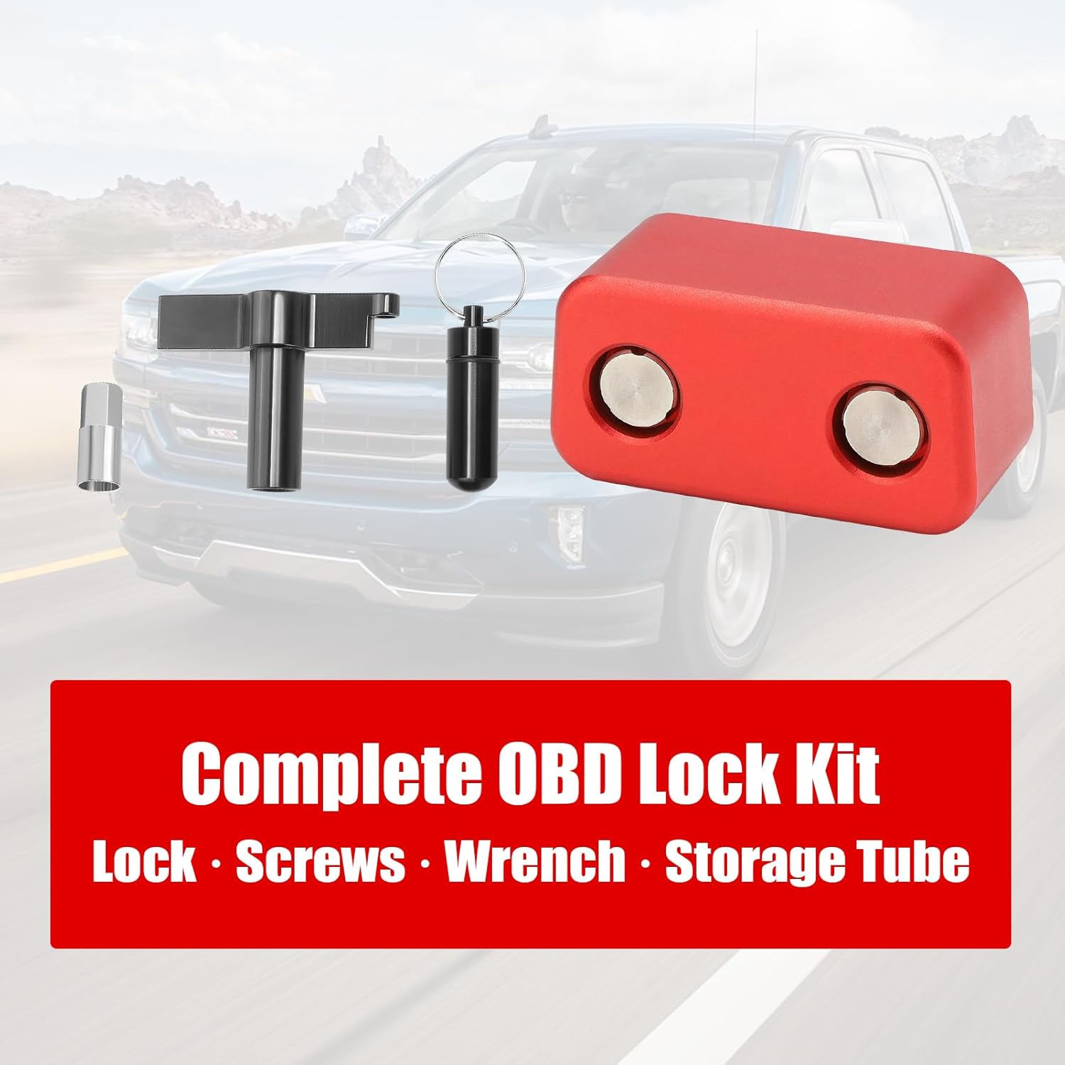 OBD2 Port Anti-Theft Lock, OBD Port Immobilizer Protector to Prevent Key Cloning & Unauthorized Access, Fits Car/SUV/Truck (Red)