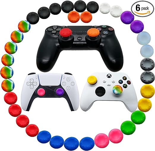 36pcs Joystick Grip for Ps5 Ps4 Controller, Silicone Thumb Grips Caps Cover Analog Stick for Playstation 5, Playstation 4 Controller, Xbox 360, Xbox One Controller (A)