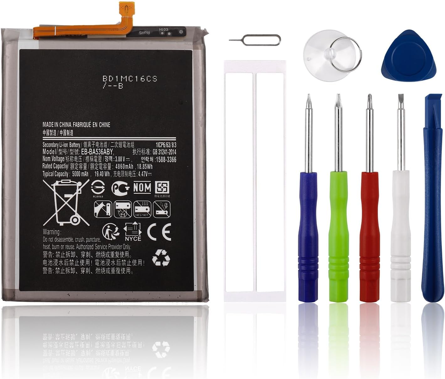 Replacement Battery Compatible with Samsung Galaxy A53 5G SM-A536 EB-BA536ABY with Toolkit