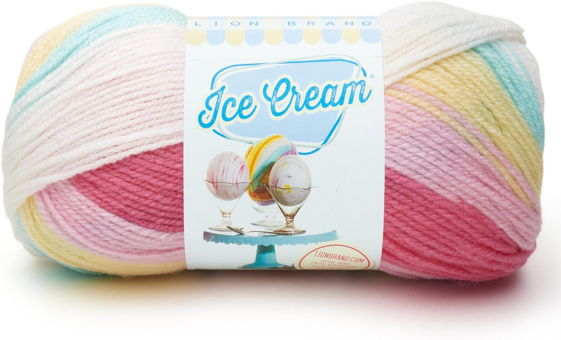 Lion Brand Yarn (1 Skein) Ice Cream Baby Yarn, Tutti Frutti, 1182 Foot (Pack of 1)