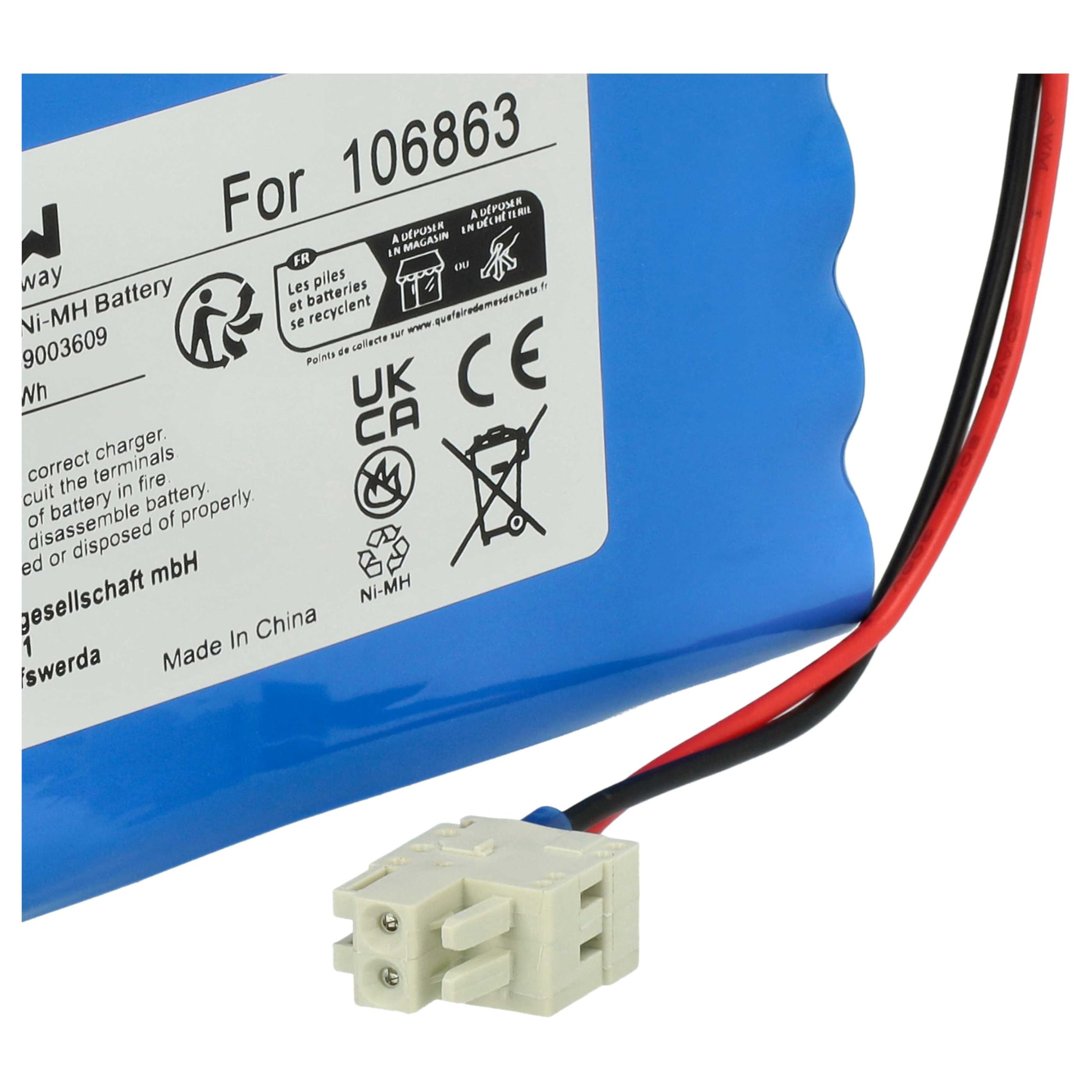 vhbw batteria sostituisce Geze 25020, 106863, 20KR15/48, 80100404, 4894128192794, 51526 per porta elettrica scorrevole (0,9Ah, 24V, NiMH)