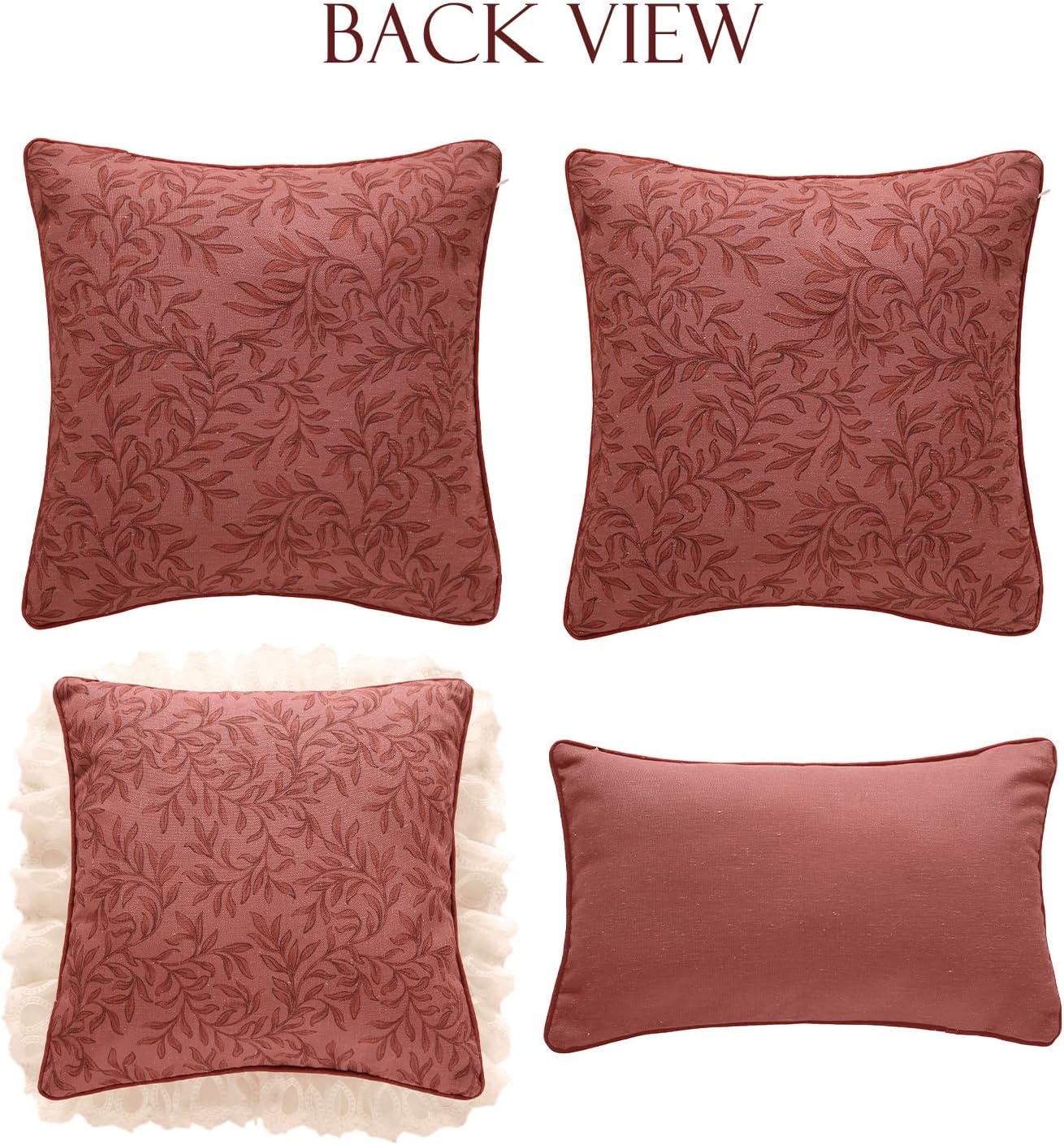 patdrea Designer Pack of 4 Throw Pillow Covers,Farmhouse Vintage Linen with Beige Ancient Idyll Pattern Pillows Cover,Decorative Lumbar Square Pillowcases Cushion for Bed Living Room Outdoor Car