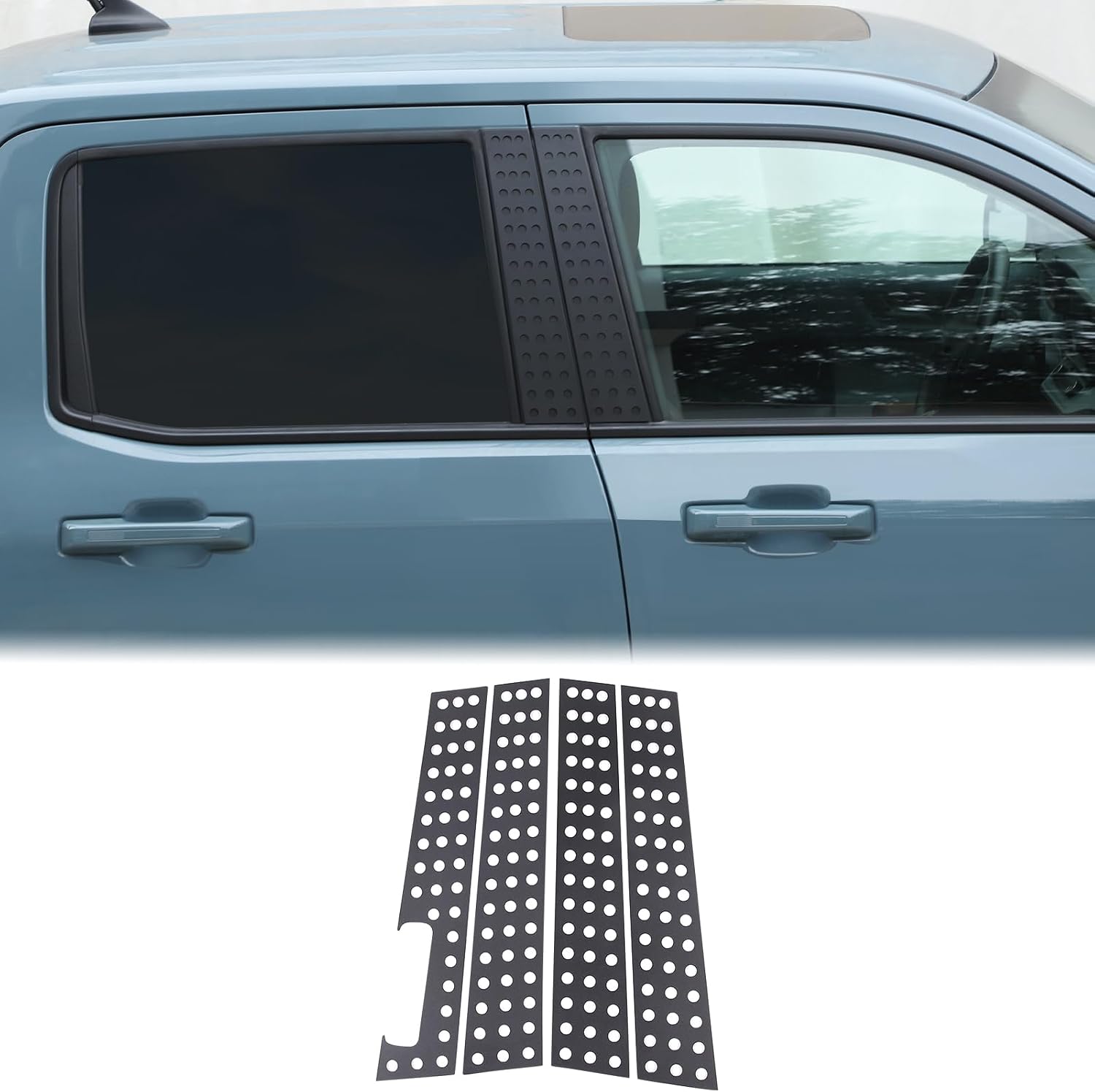 Car Door Window Centerpillar Honeycomb Trim Cover Compatible with Ford Maverick 2022-2024 Exterior Side Door Window Center Pillar Post Molding Decorative Panel Protection Aluminum Alloy Accessories