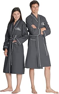 AW BRIDAL Mr and Mrs Waffle Knit Robe Set for Wedding Engagement Gifts, Anniversary Matching Robes for Couples, Women and Men