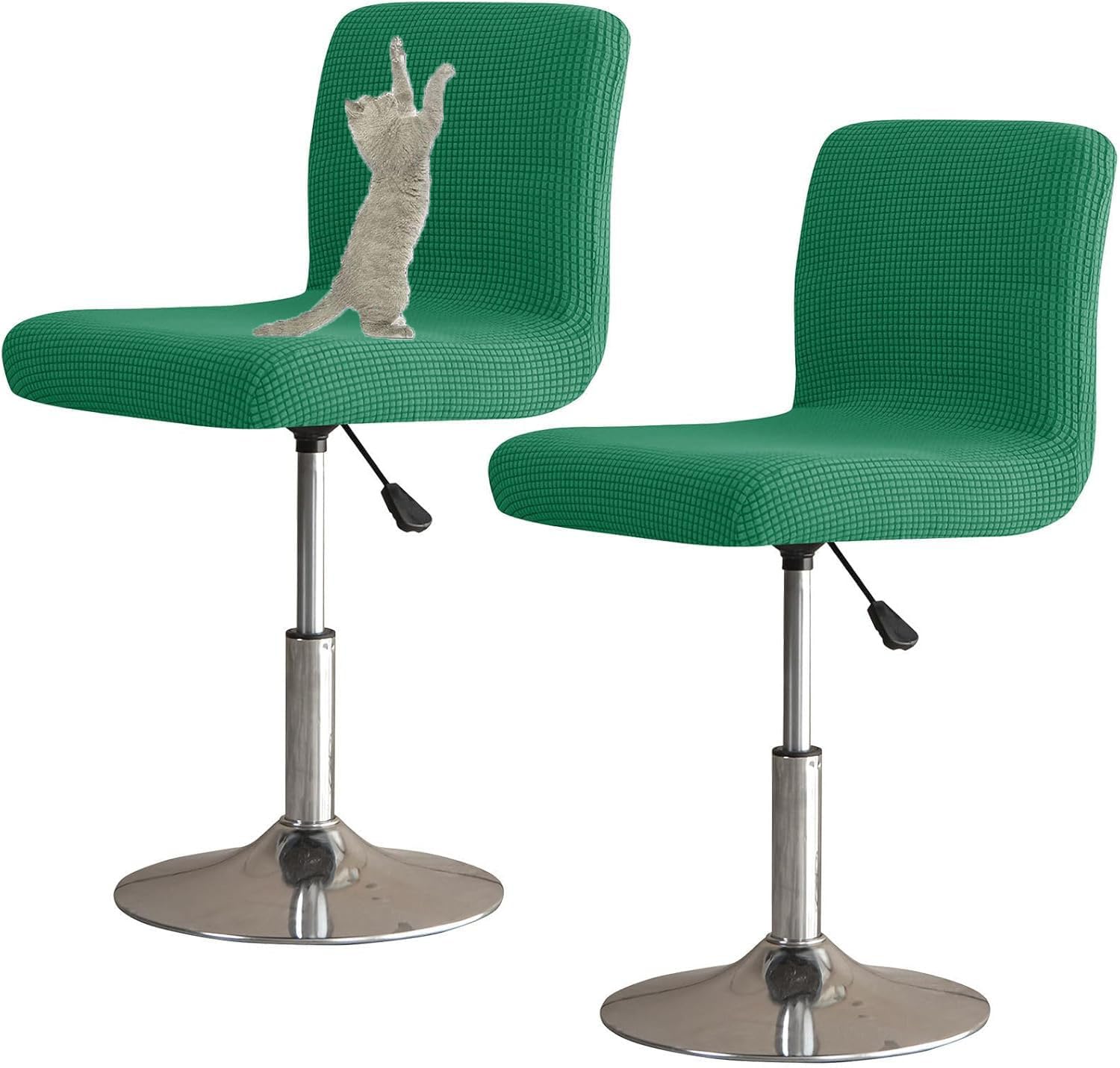 YOPOIY Bar Stool Covers with Backs Set of 6 4 2, Cat Scratch Proof Stretch Bar Stool Chair Covers Washable Universal Swivel Pub Chair Slipcover (green,2 PCS)