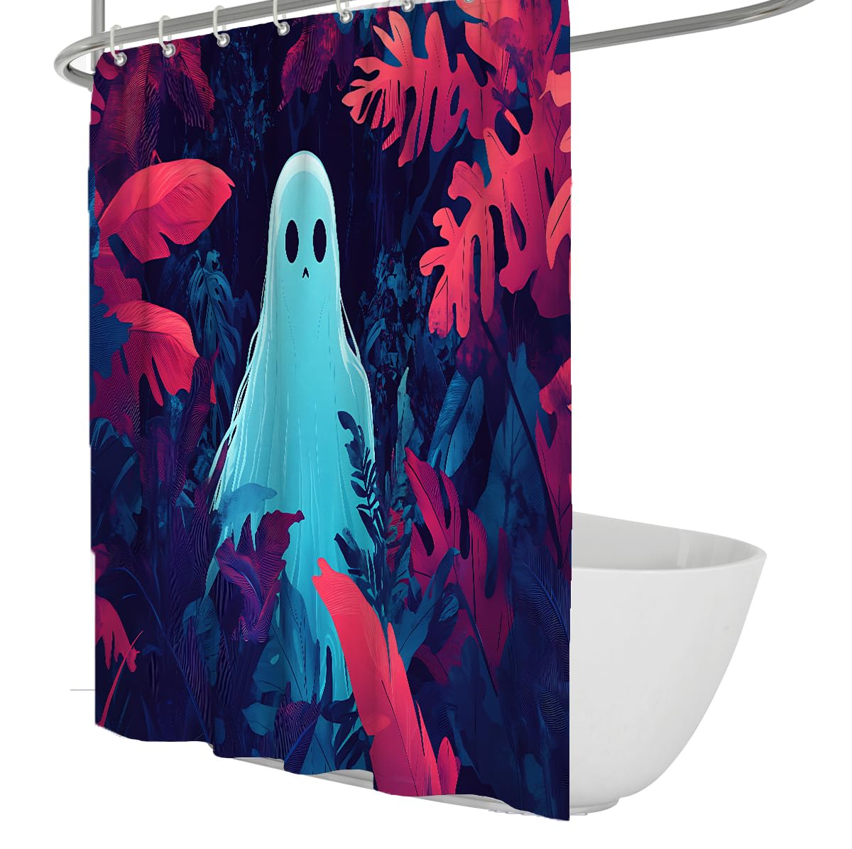Zestaw zasłon prysznicowych na Halloween Tropikalna dżungla horror dekoracje zasłony łazienkowe wodoodporne akcesoria materiałowe z haczykami 180 x 200 cm