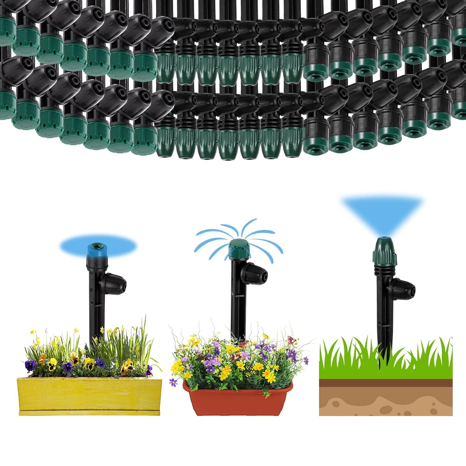 30Pc Anti-Drop Drip Irrigation Kit Lock Barbed Design 10pc Drip Irrigation Emitters 10pc Irrigation Sprayer 10pc Misting Sprinkler for Garden Raised