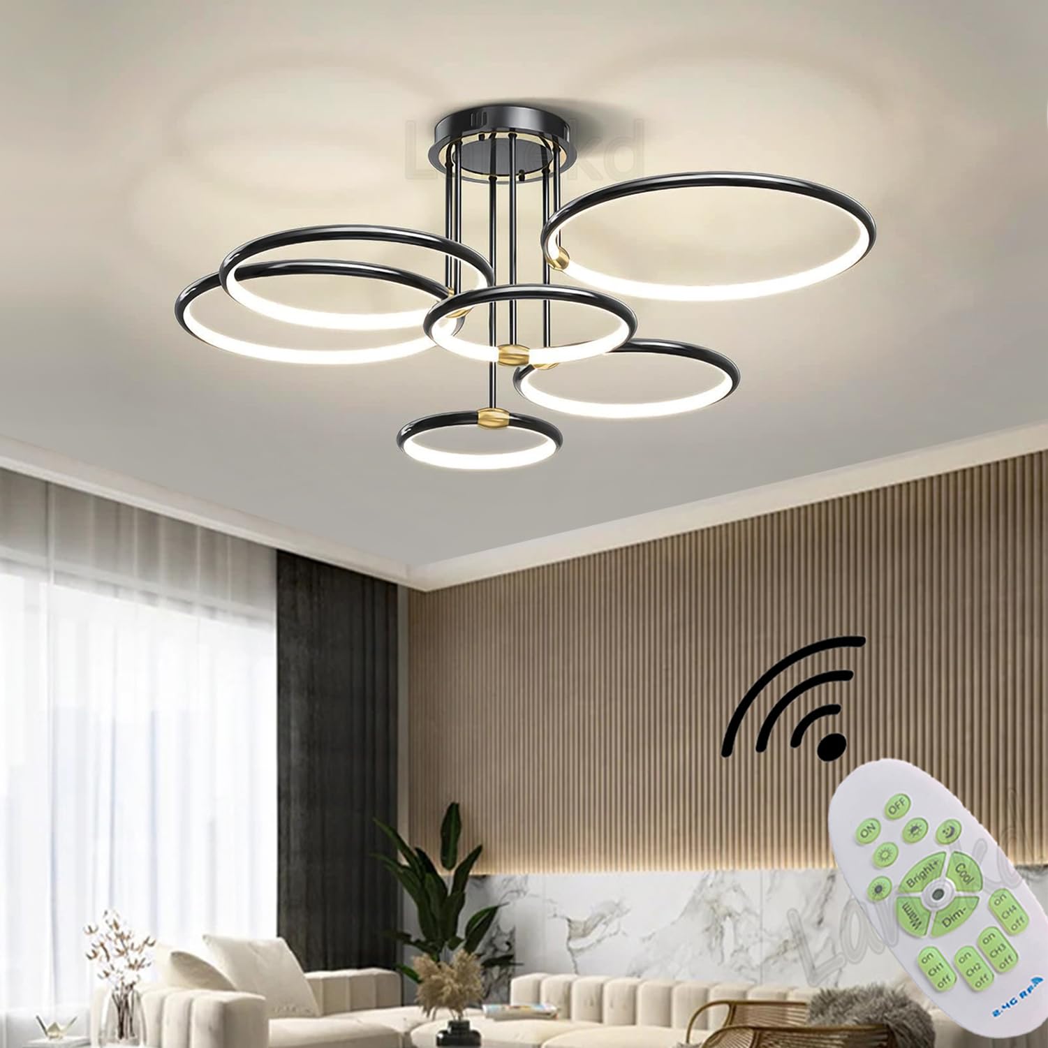 Lampa sufitowa LED, ściemniana, czarna, do jadalni, sypialni, nowoczesna, okrągła, okrągła, okrągła, lampa sufitowa do salonu, jadalni, biura, kuchni, z pilotem zdalnego sterowania