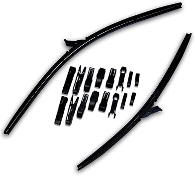 WBU-20-20 Multiple Adapter Bracketless Windshield Wiper Blade, 20" 500mm Driver Side & 20" 500mm Passenger Side, Set of 2