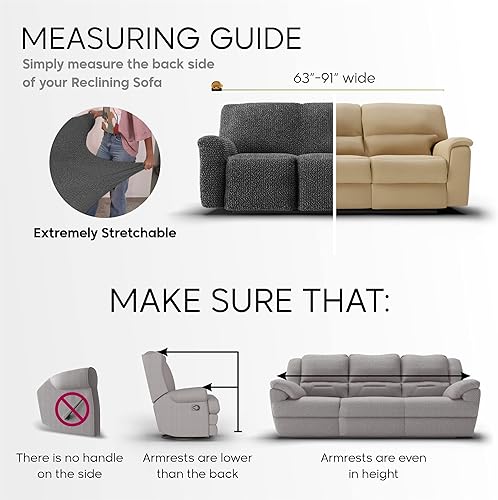 Miniatura 4 de PAULATO BY GA.I.CO. Funda para sofá reclinable, funda para sofá reclinable, funda de tela de poliéster suave, protector de muebles elástico de