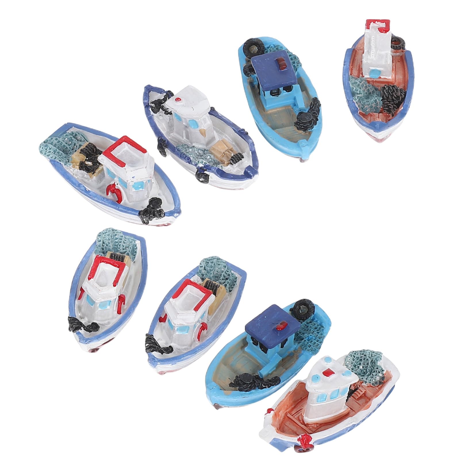 Kisangel Kit Decorativo Spiaggia 8 Pezzi in Resina a Forma di Barca, Miniatura per Decorazioni Casa da Spiaggia e Paesaggi Marini in Miniatura Stili multipli