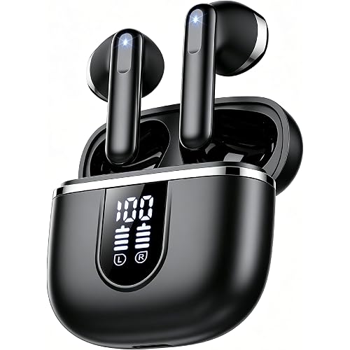 Wireless Earbuds, Bluetooth 5.4 Headphones with 3D Bass Stereo Sound, 40H In-Ear Buds with 6 ENC Noise Cancelling Mic, Ultralight Bluetooth Earbuds USB-C LED, IP7 Waterproof Earphones for Android iOS