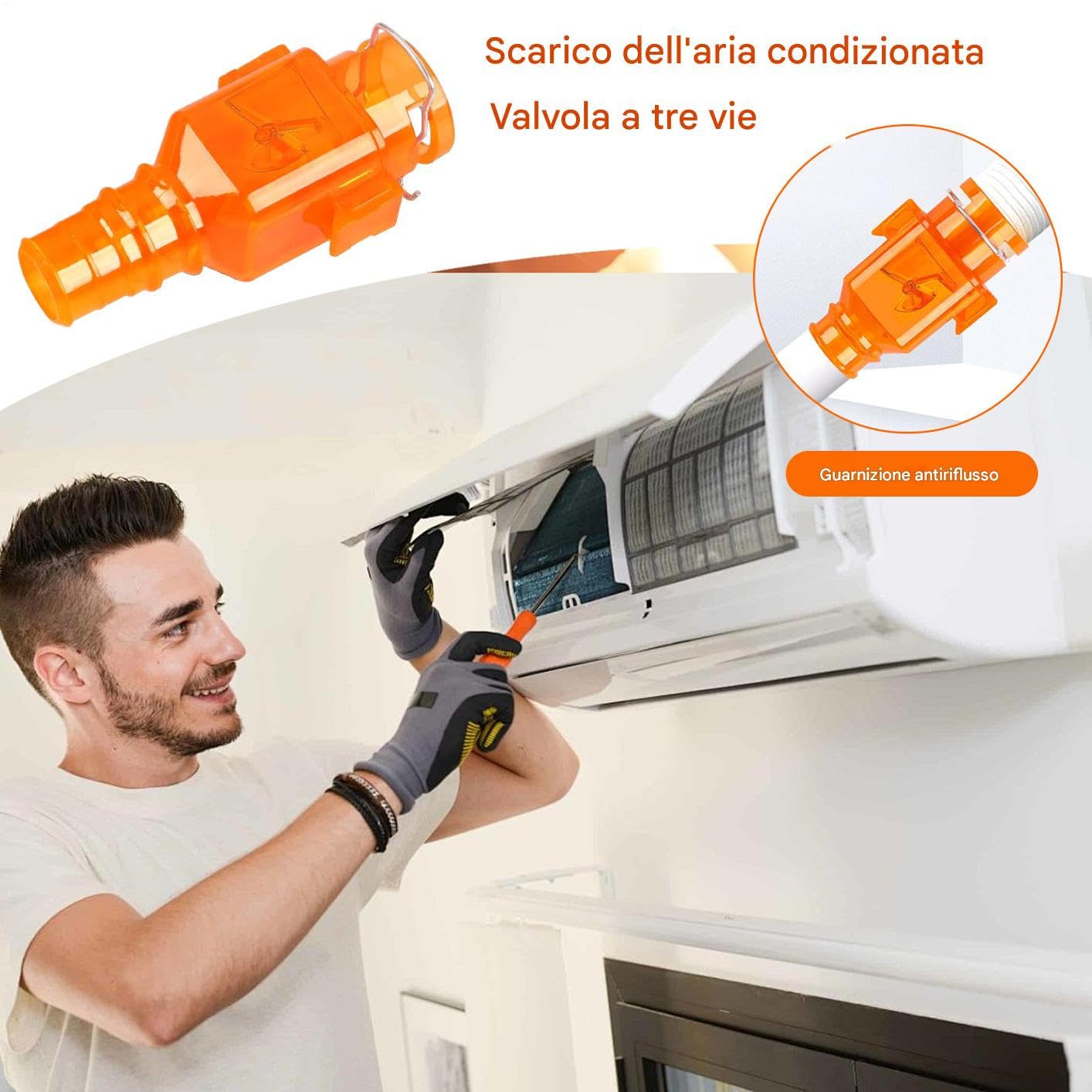 Valvola a Tre Protezioni per Aria Condizionata - Accessorio Antiritorno per Climatizzatore | Valvola di Scarico Termoresistente per Bagno Camera Sala Cucina Uso Commerciale