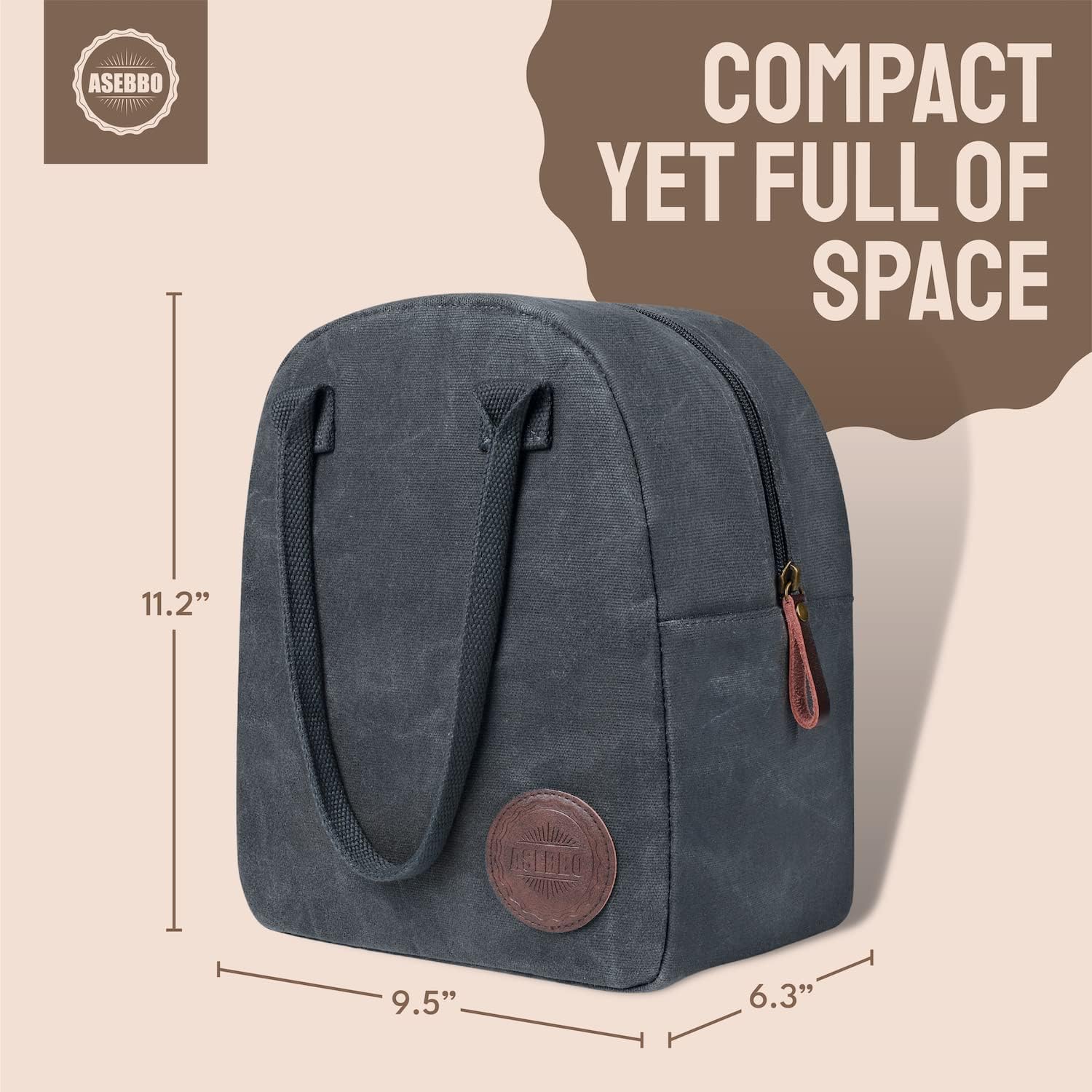 ASEBBO Lunch Tote Bag Box for Professional Women Men Reusable Insulated, Leakproof Waterproof Thermal Cooler Food Handbags High Capacity for Travel Work Picnic (Elegant Gray) - Image 3