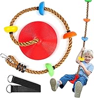 Tgzwme Climbing Rope Tree Swing with Platforms & Seat - Durable 220lb Kids Outdoor Playground Swing