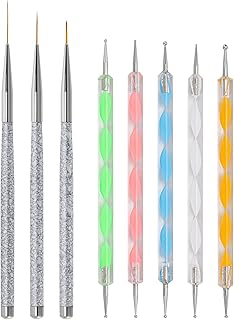5 Pcs Dotting Pens with 3 Pcs Nail Art Liner Brushes, Nail Art Design Tools
