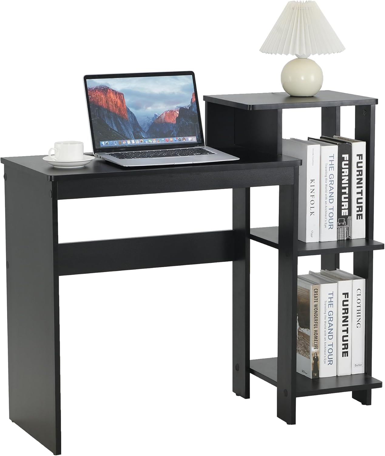 ROCKPOINT Efficient Small Black Computer Desk with Slot and