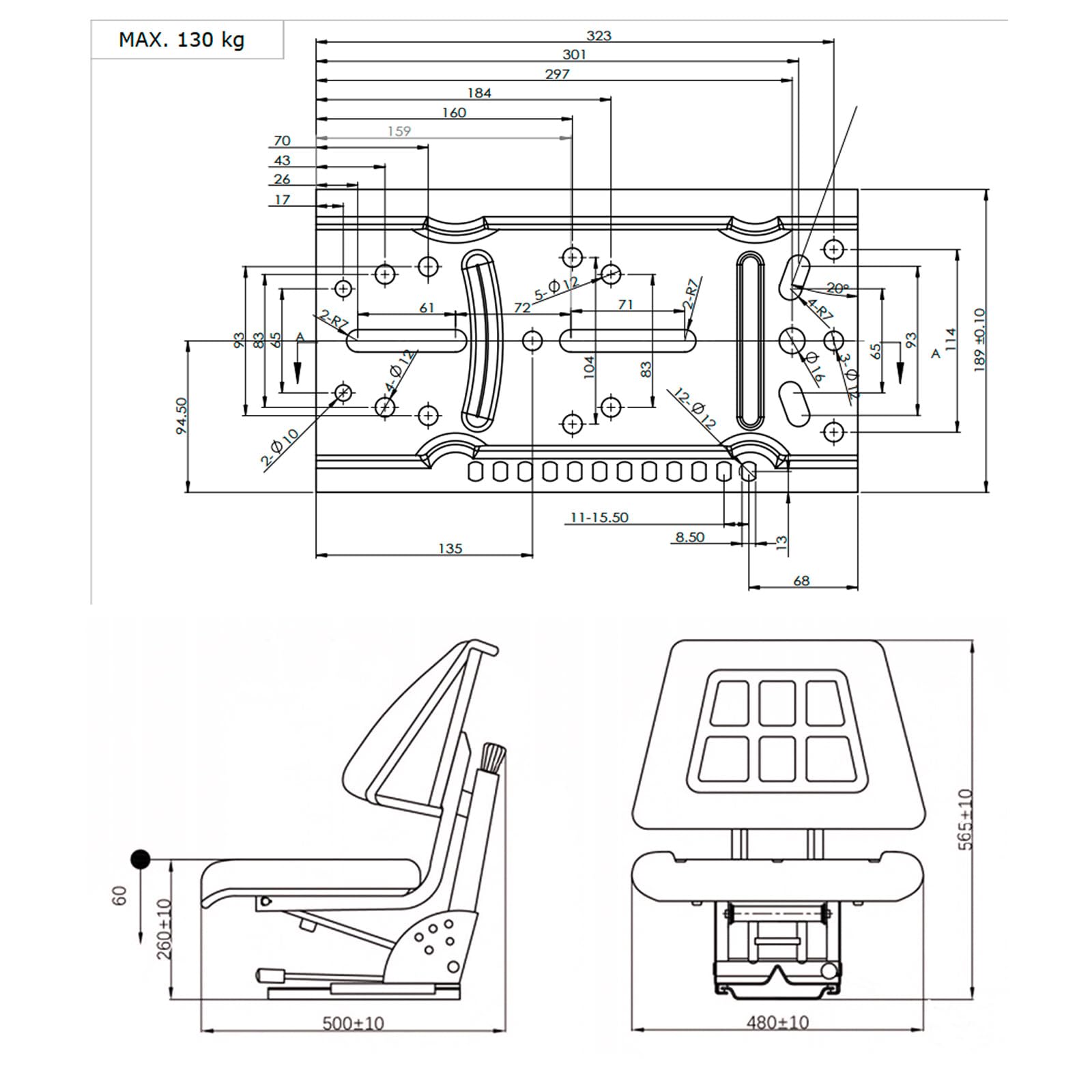 DEMA Universal Traktorsitz DTS130 – verstellbar, robust, komfortabel