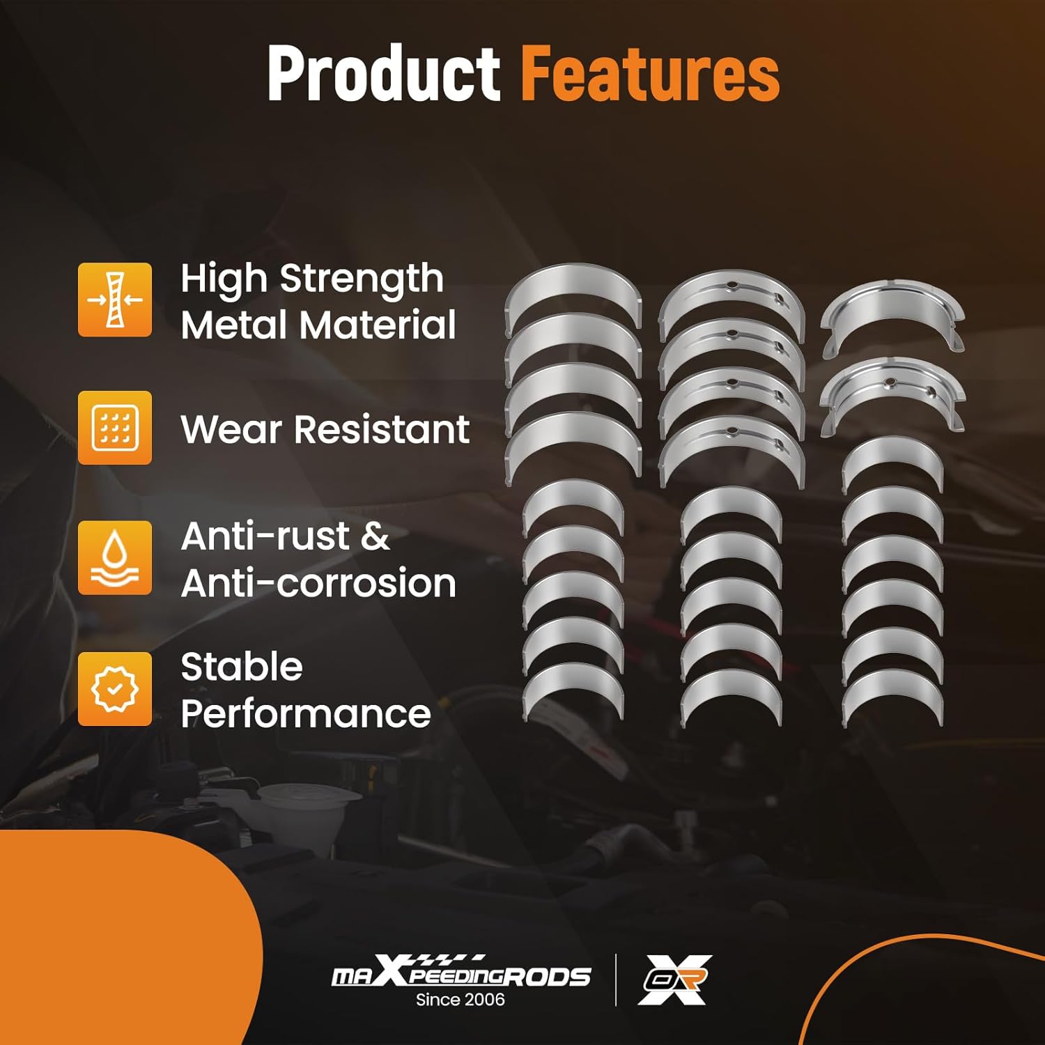 maXpeedingrods Rod & Main Bearing Set for Chevrolet LS1 GenIII GenIV 4.8 5.3 6.0 6.2 1997-2016, for Hummer GM Isuzu Saab Truck Van SUV 1999-2013 Replacement BC409J, BB253J, MB2199 CB663