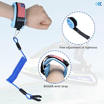 Boat Kill Switch Lanyard Wrist Strap Fit for Yamaha Jet Ski,Outboard Motor Engine Shut Off Tether Emergency Safety Stop Key Cord Lanyard OE:EW2-68348-00-00