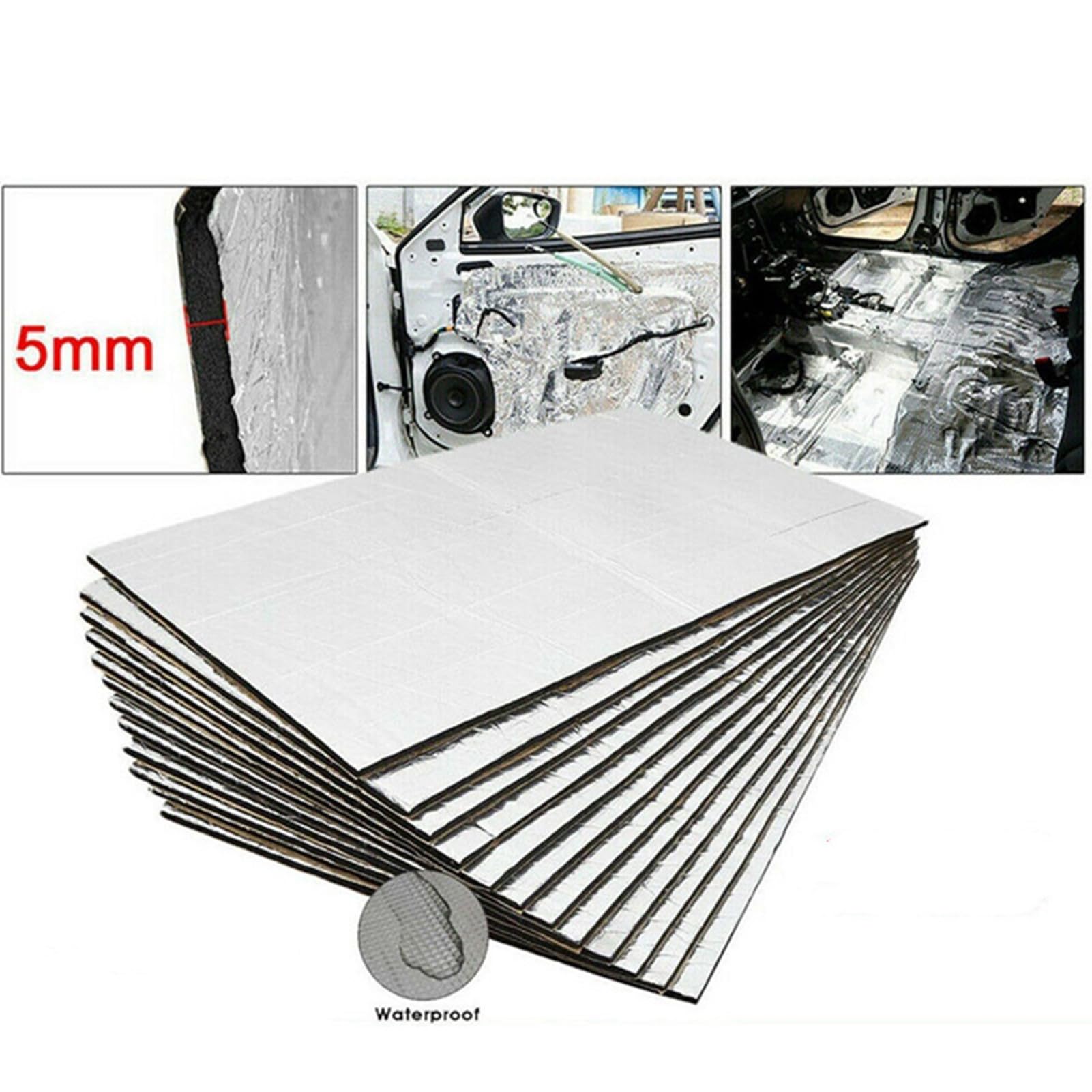20 Pezzi Tappetini Isolanti per Auto, 250 x 180mm Tappetino Fonoassorbente per Auto Pannello Isolante in Alluminio Butilico Tappetino Isolante per Isolamento Acustico Impermeabile Ignifugo