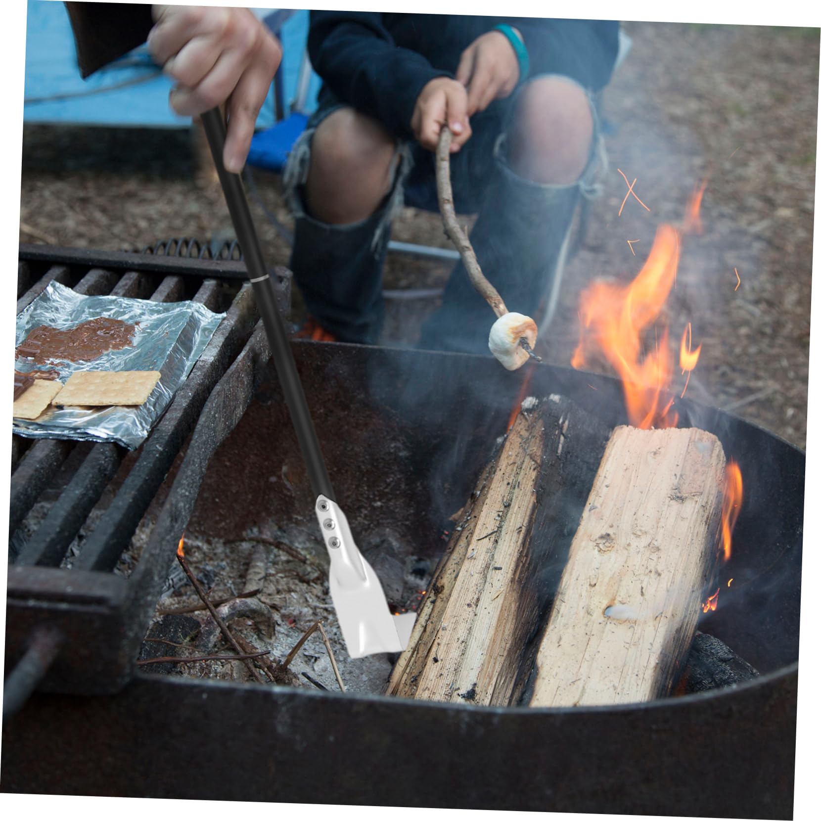 CIYODO Furnace Scraper Cleaning Equipment Ash Removal Grill Scrubbers Sturdy Metal Long Handle for Bonfires Fireplaces