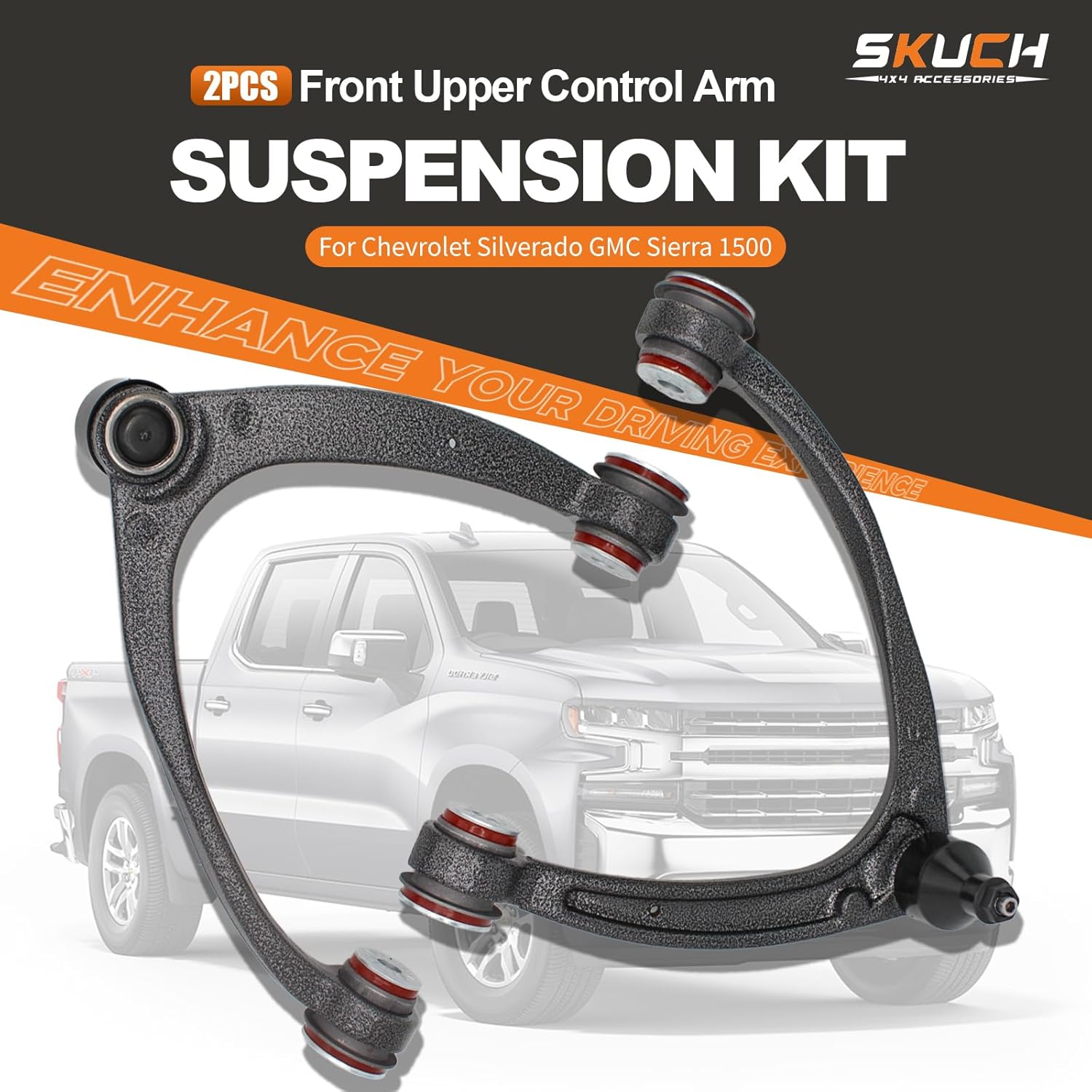 Front Upper Control Arms w/Ball Joints For 2007-2013 Chevy Silverado Tahoe Avalanche Suburban GMC Sierra Yukon XL Cadillac Escalade EXT ESV K80669 K80670-(2pc Set)