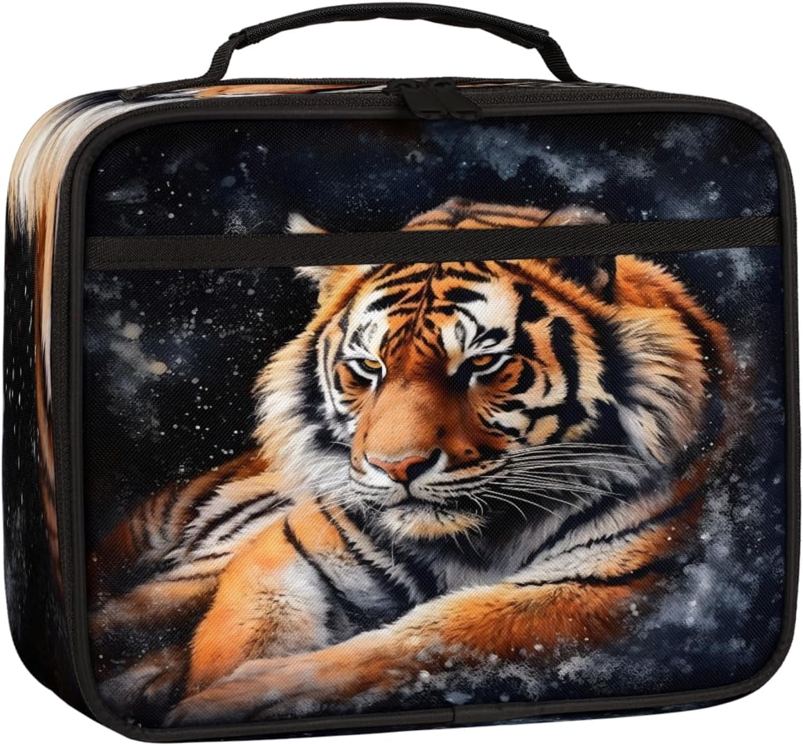 3d Tiger Kids Lunch Bag Insulated Lunch Box Reusable Lunch Tote Bag for Office, Work, School, Beach or Travel