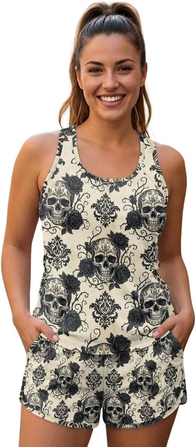 Tankini Swimsuits for Women Tummy Control Bathing Suits Two Piece Swimwear Set for Summer Beach