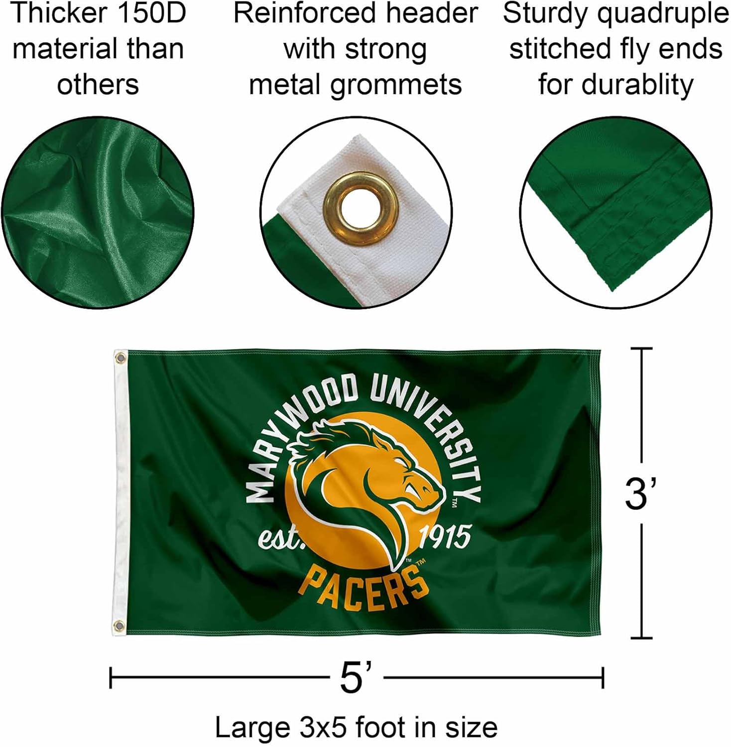 Marywood University Pacers Logo Large Grommet Banner Flag - Image 2