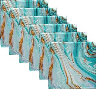 ALAZA Beautiful Juicy Turquoise Marble Cloth Napkins Dinner Napkins Set of 6,Reusable Table Napkins Washable Polyester Fabric for Cocktail Party Holiday Wedding Home Decorative