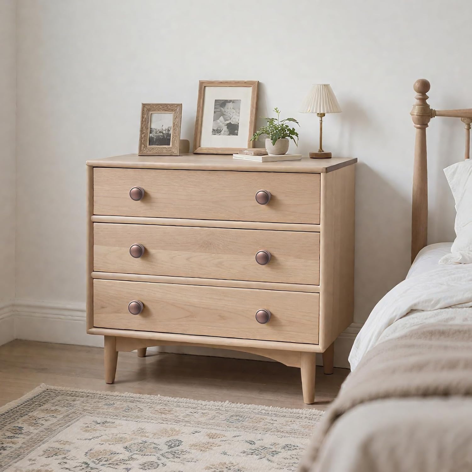 10 Pack Brushed Antique Copper Cabinet Knobs 1-1/2 inch (38mm) Diameter Cabinet Handles Round Dresser Knobs Single Hole Drawer Pulls for Bathroom Drawers