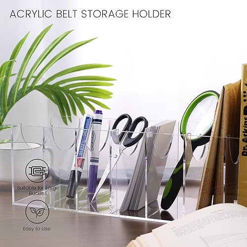 Miniatura 4 de Organizador de cinturón, soporte de almacenamiento de cinturón acrílico para el armario, 7 compartimentos para corbata y pajarita