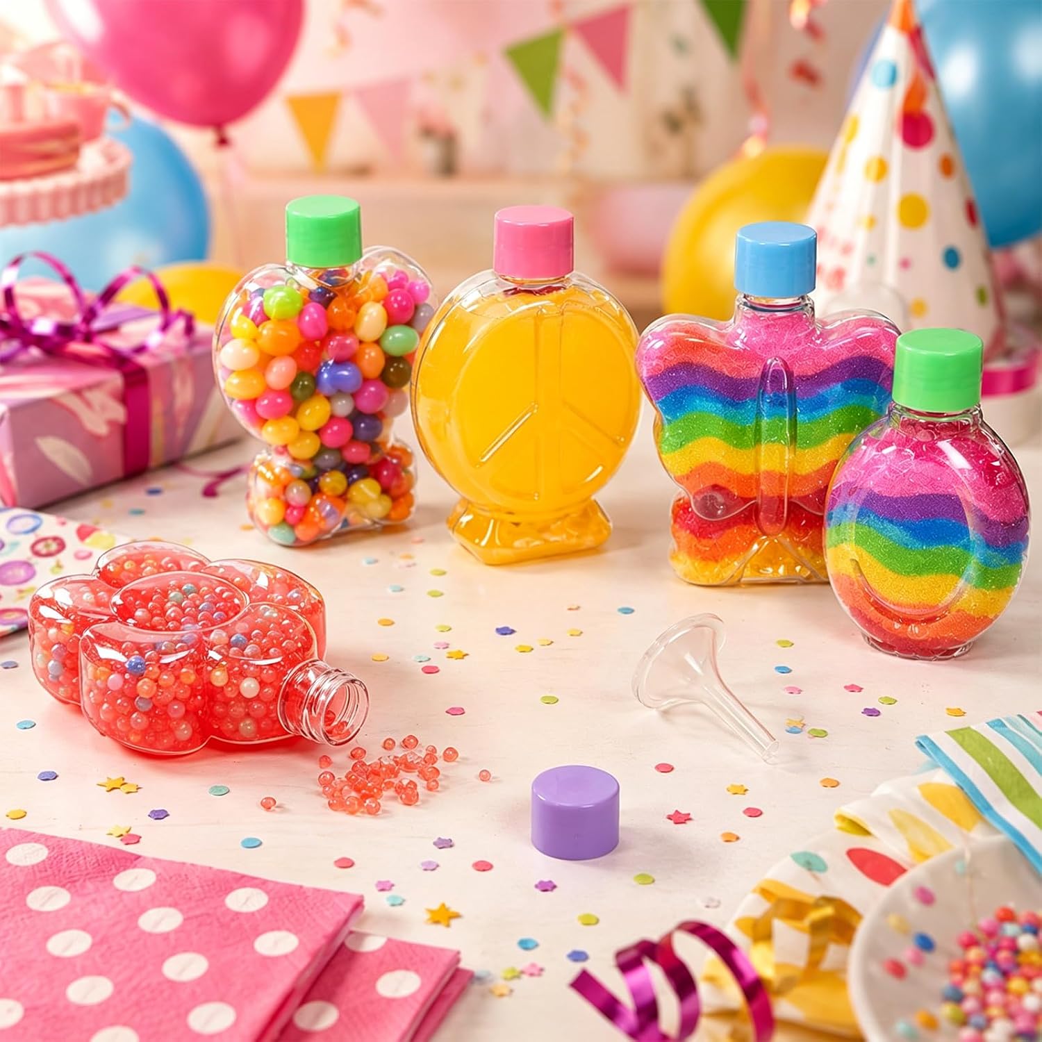 Zoease 25 Pcs Sand Art Bottles with Lids and Funnels, 3.7 Oz