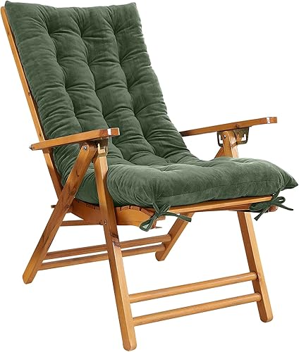 Tiita Cojín para silla mecedora con lazos, cojín acolchado para respaldo de asiento, almohada copetuda para exteriores, interiores y hogar (verde,