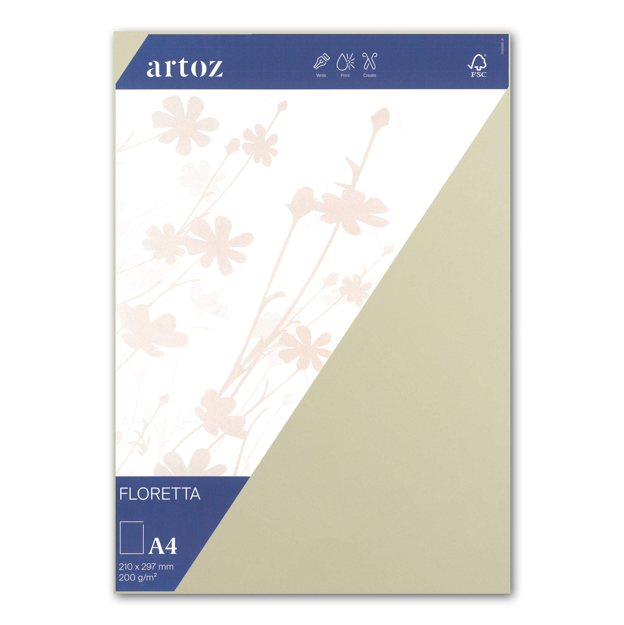 ARTOZ FLORETTA 75 x DIN A4 arkusz - jasnozielony - 200 g/m² - 29,7 x 21 cm - papier w pastelowych kolorach do majsterkowania i drukowania