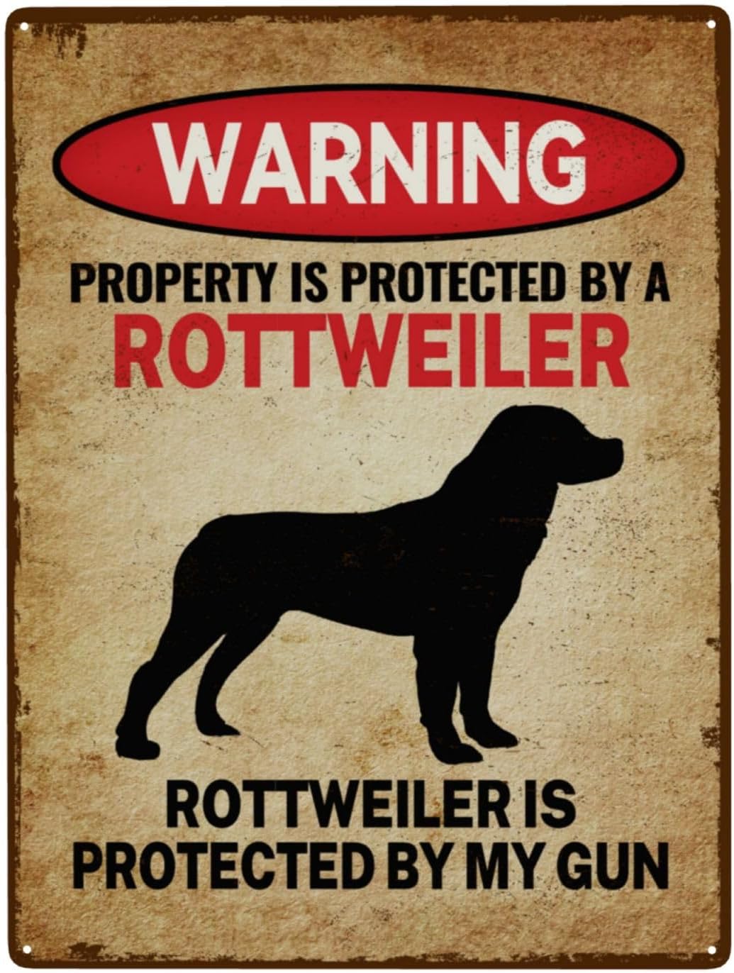 Vintage Metal Signs Warning Property Is Protected By Labrador Retriever Signs Funny Warning Tin Sign Retro Gate Fence Decor,Dogs Lovers Gift Wall Art For Garden Yard Fam Outdoor House Signs 12x16in