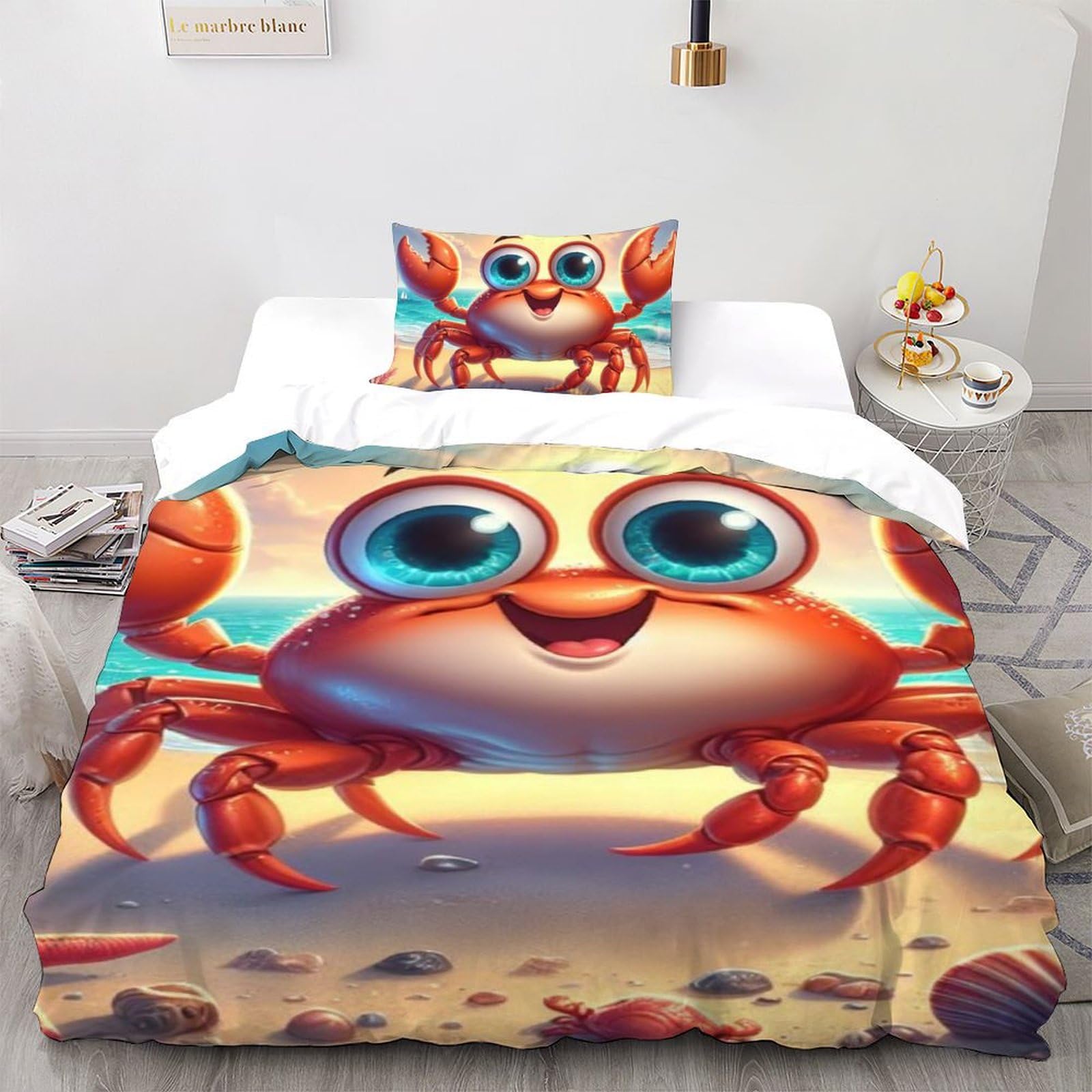 Housse de couette crabe microfibre imprimé 3D haute définition