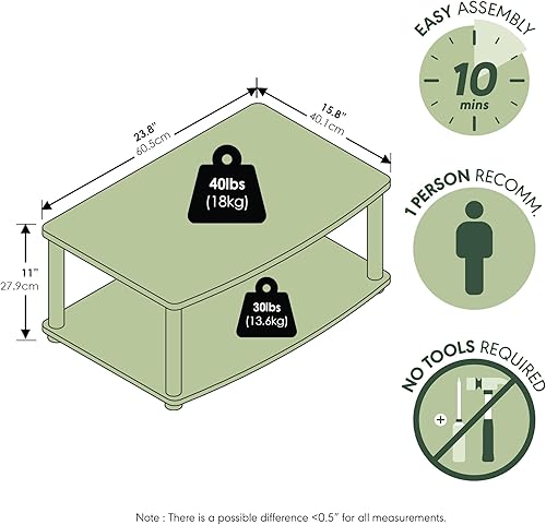 Miniatura 3 de Mueble de televisión Furinno Turn-N-Tube 13191GYW/BK, de 2 niveles, sin herramientas, Madera, Espresso Ámbar Pino/Negro,Negro -,Columbia