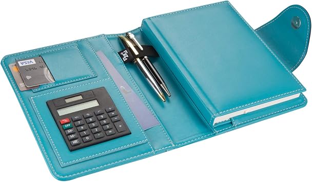 2K 5199 Ajanda Tarihsiz Kareli 14x20 cm Suni Deri Organizer, Turkuaz