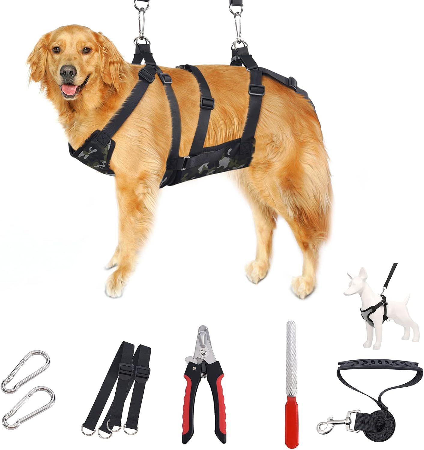 BRONKXON 2 in 1 Pet Grooming Hammock & Harness with Nail Clippers/Trimmer,Dog Leash.no-Pull Dog Harness