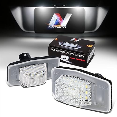 NUVISION LIGHTING NVL-LPL-009 - Par de luces LED para placa de matrícula de carcasa negralente transparente compatible con 99-03 Protece02-03