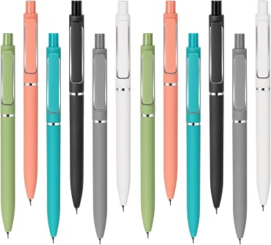 deegtran Retractable Black Ink Pens, Aesthetic Cute Gel Click Pens with No Smear & Bleed Fine Point Ink, Smooth Note Taking Journaling Pens for School Office Gift, 12 Count Pack
